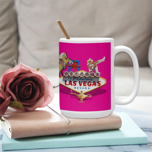 Las Vegas Welcome Sign on Pink Custom Ceramic Mug (15OZ)