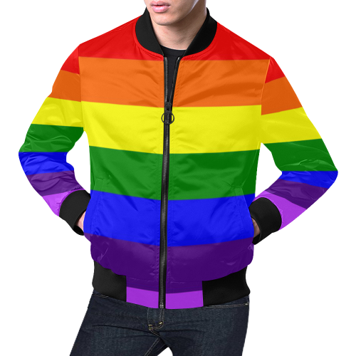 Rainbow Flag (Gay Pride - LGBTQIA+) All Over Print Bomber Jacket for Men/Large Size (Model H19)