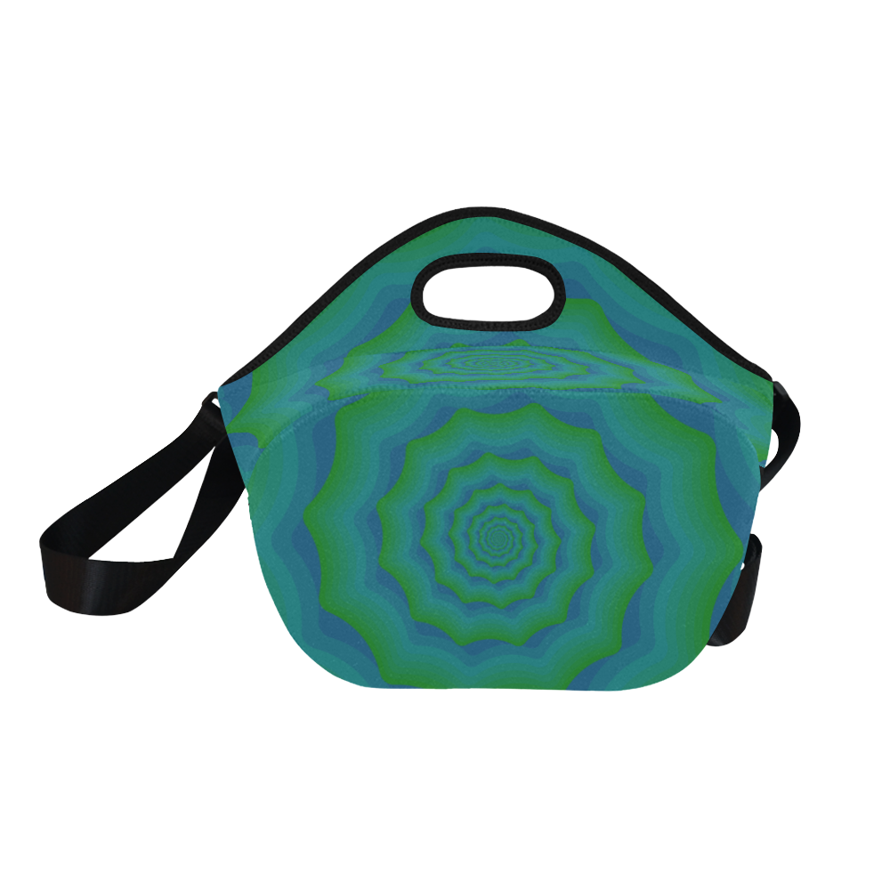 Green blue spiral Neoprene Lunch Bag/Large (Model 1669)