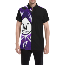 Bleep Purple Button Shirt Men's All Over Print Short Sleeve Shirt/Large Size (Model T53)
