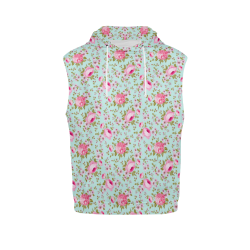 Peony Pattern All Over Print Sleeveless Hoodie for Men (Model H15)