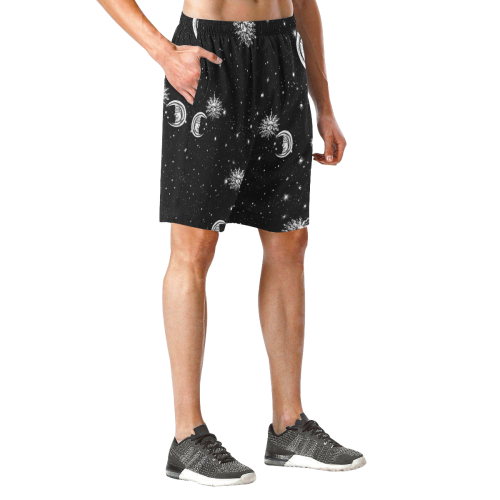 Mystic Stars, Moon and Sun Men's All Over Print Elastic Beach Shorts (Model L20)