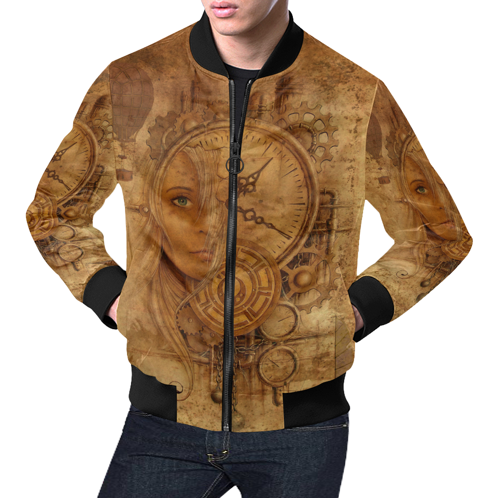 A Time Travel Of STEAMPUNK 1 All Over Print Bomber Jacket for Men/Large Size (Model H19)