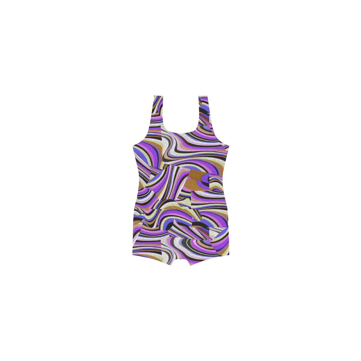 Groovy Retro Renewal - Purple Waves Classic One Piece Swimwear (Model S03)