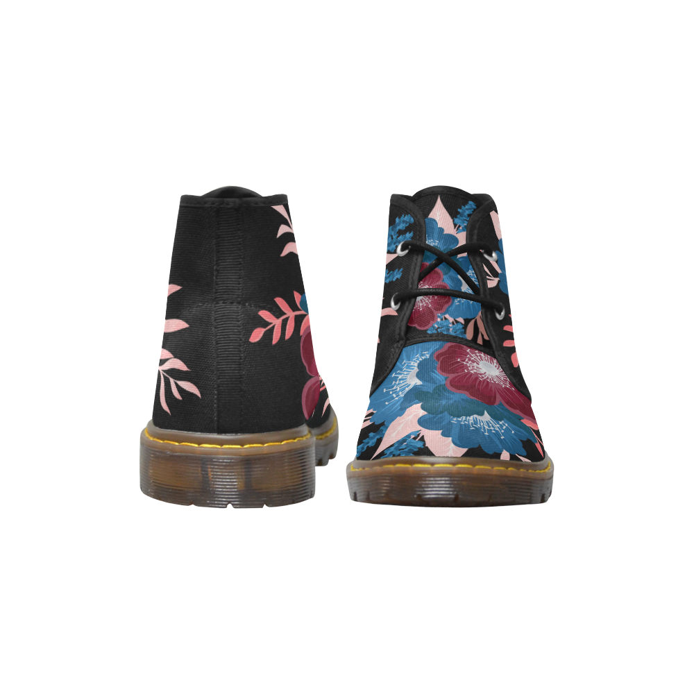 FLORAL DESIGN 19 Men's Canvas Mid-Top Boots (Model 2402-1)