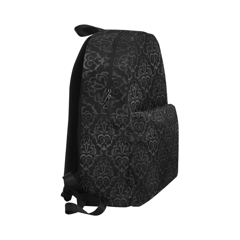 A elegant vintage floral damasks in  gray and black Unisex Classic Backpack (Model 1673)