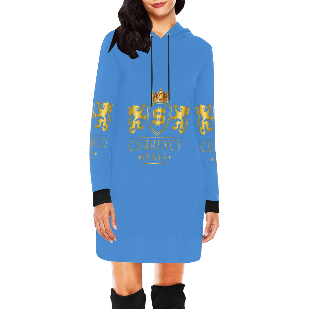 CURRENCY_DOLLA All Over Print Hoodie Mini Dress (Model H27)