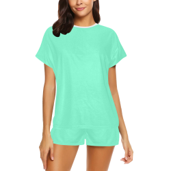 color aquamarine Women's Short Pajama Set