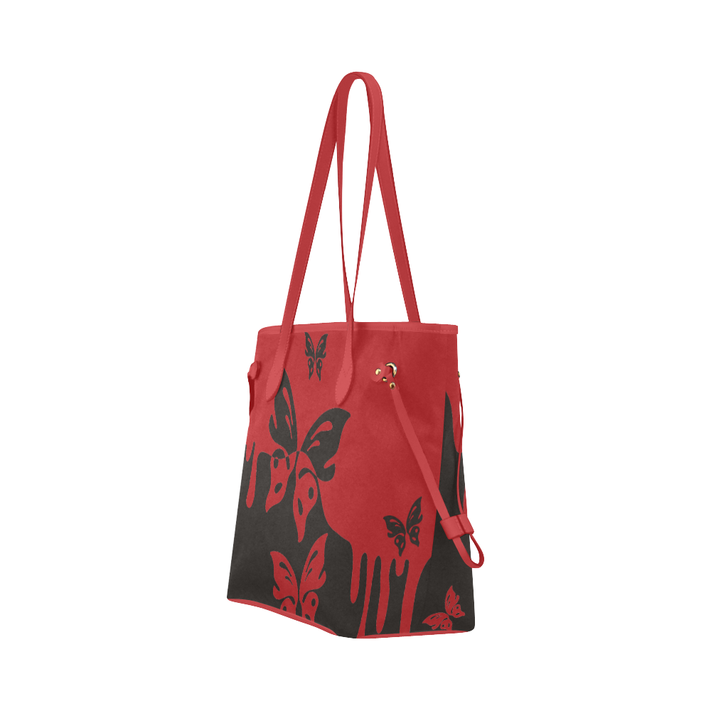 Animals Nature - Splashes Tattoos with Butterflies Clover Canvas Tote Bag (Model 1661)