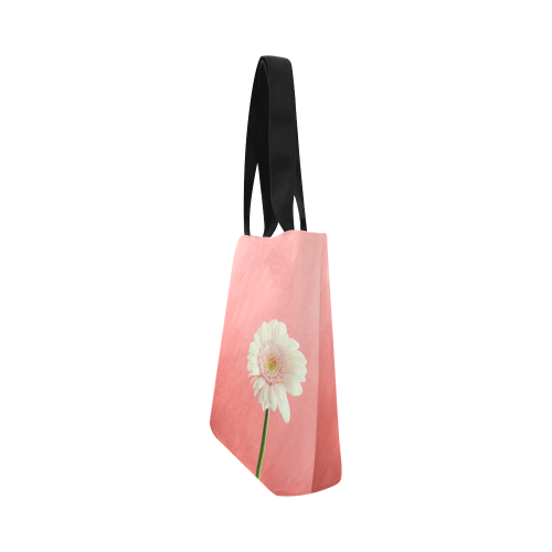 Gerbera Daisy - White Flower on Coral Pink Canvas Tote Bag (Model 1657)
