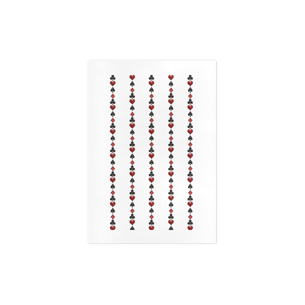 Las Vegas  Black and Red Casino Poker Card Shapes Art Print 7‘’x10‘’