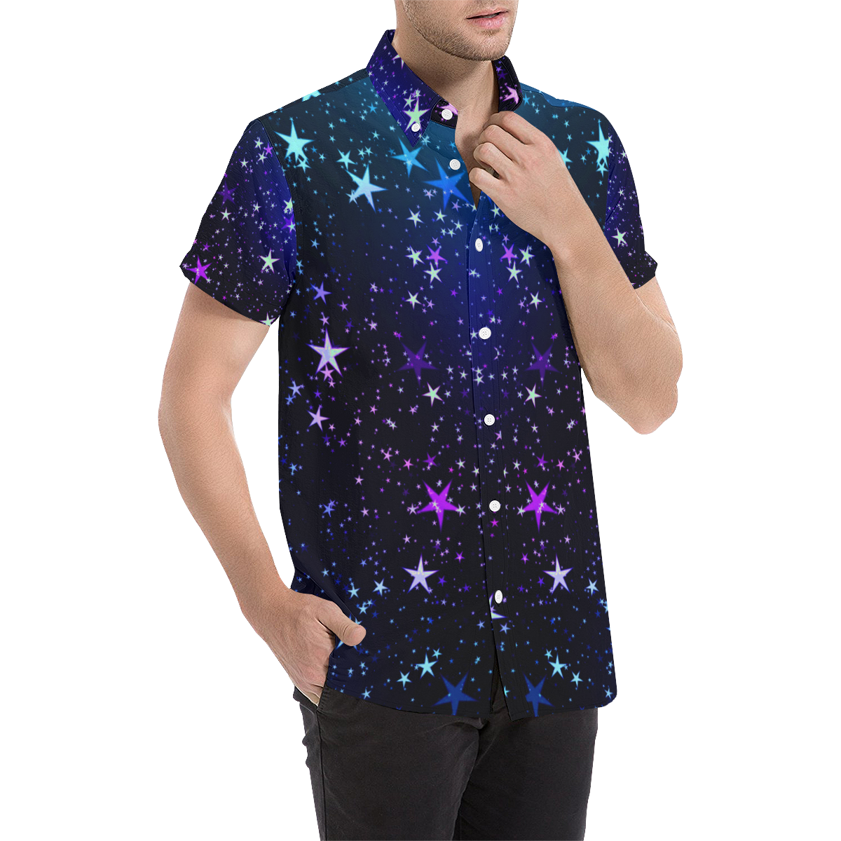 Stars20160905_by_JAMColors Men's All Over Print Short Sleeve Shirt (Model T53)