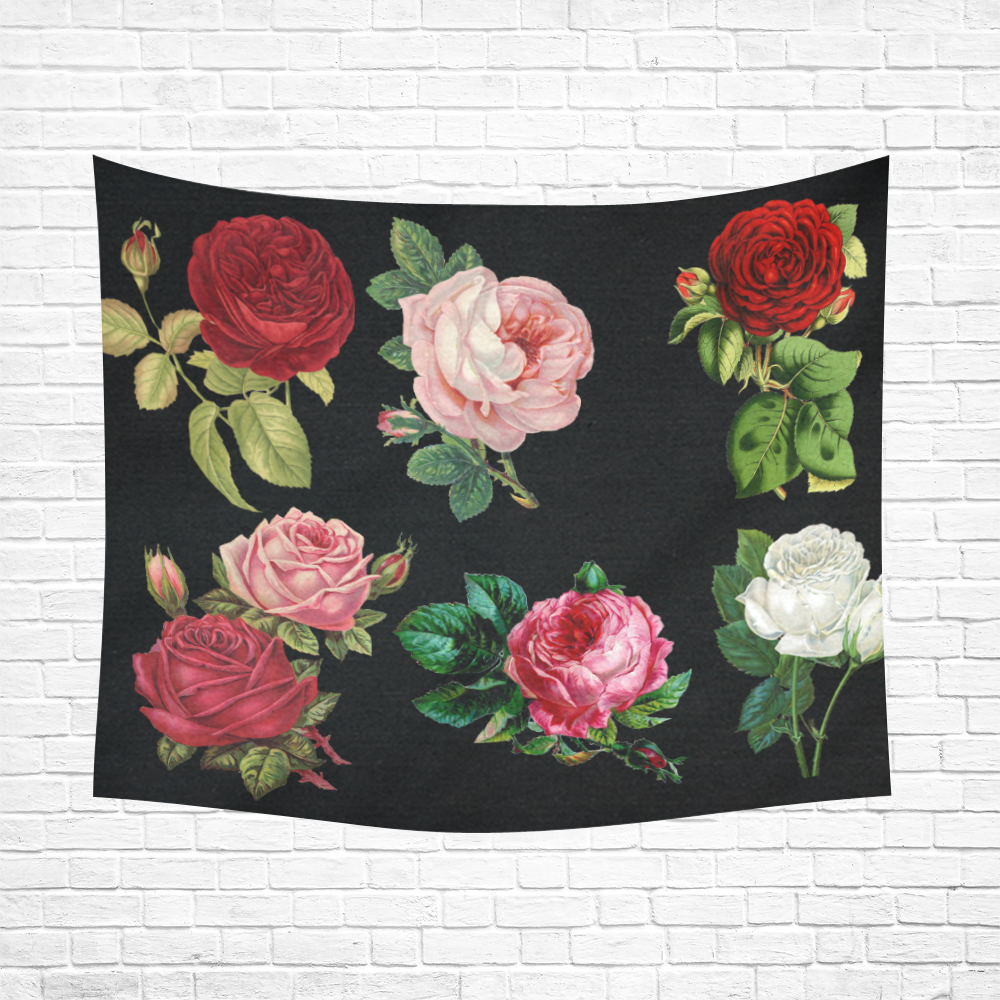 FLOWERS Cotton Linen Wall Tapestry 60"x 51"