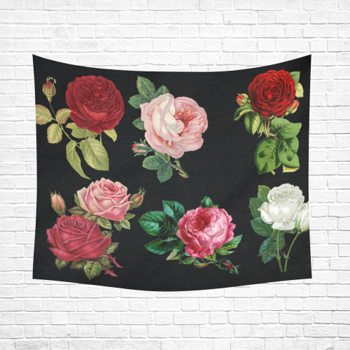 FLOWERS Cotton Linen Wall Tapestry 60"x 51"