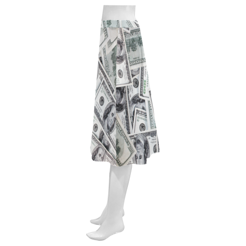 Cash Money / Hundred Dollar Bills Mnemosyne Women's Crepe Skirt (Model D16)