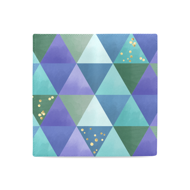 Triangle Pattern - Blue Violet Teal Green Women's Leather Wallet (Model 1611)