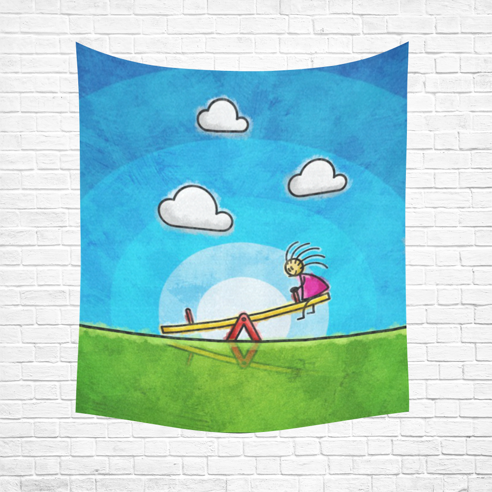 Imaginary Friend Cotton Linen Wall Tapestry 51"x 60"