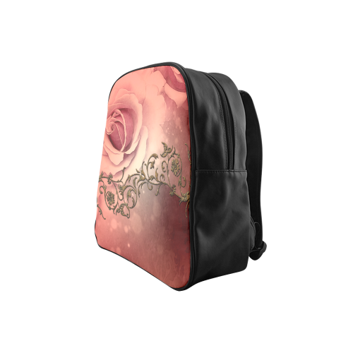 Wonderful roses with floral elements School Backpack (Model 1601)(Small)