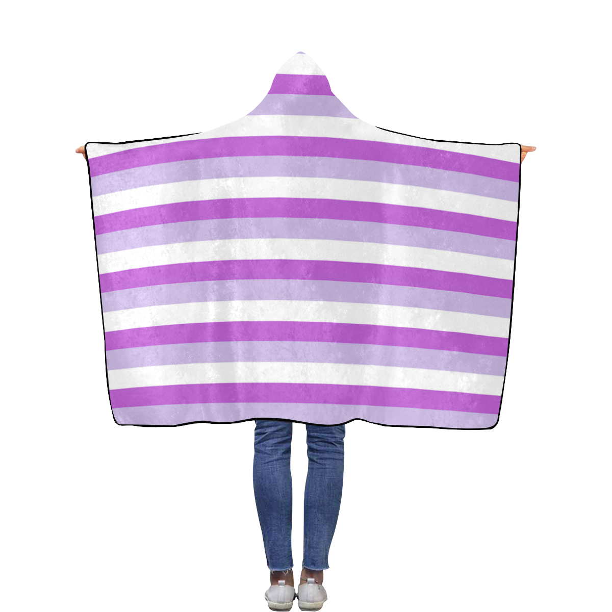 Purple Stripes Flannel Hooded Blanket 40''x50''