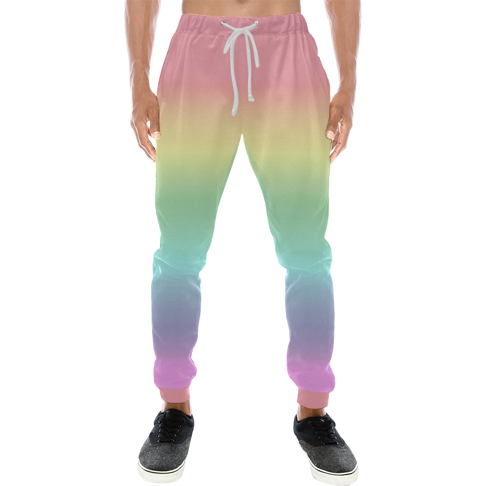 Pastel Rainbow Men's All Over Print Sweatpants (Model L11)