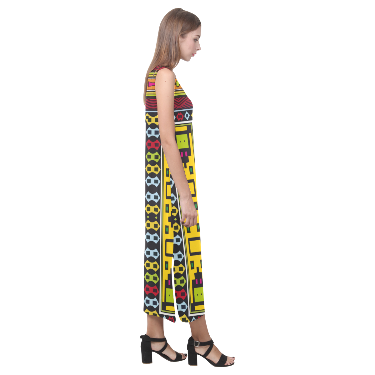 Shapes rows Phaedra Sleeveless Open Fork Long Dress (Model D08)