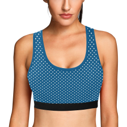 Classic Blue and White Polka Dots Women's All Over Print Sports Bra (Model T52)