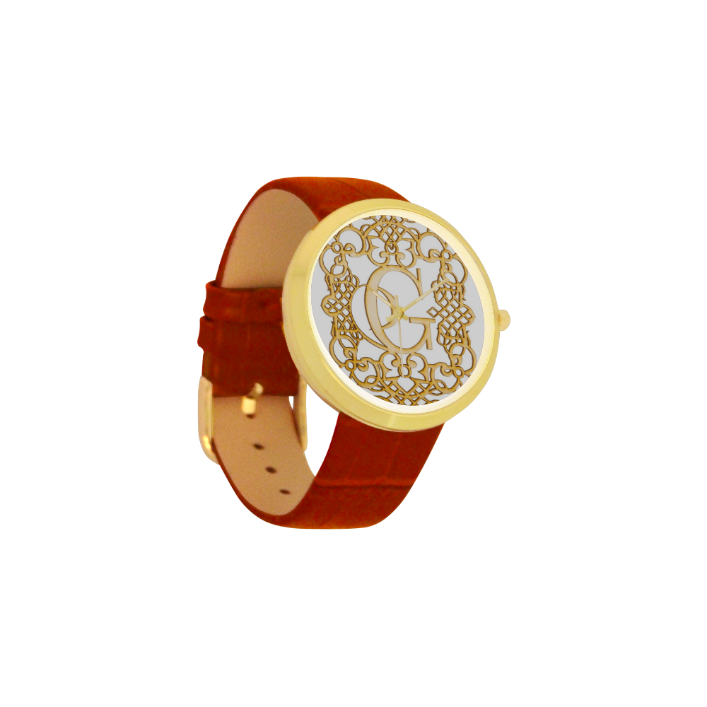 G Monogram Watch Red Women's Golden Leather Strap Watch(Model 212)