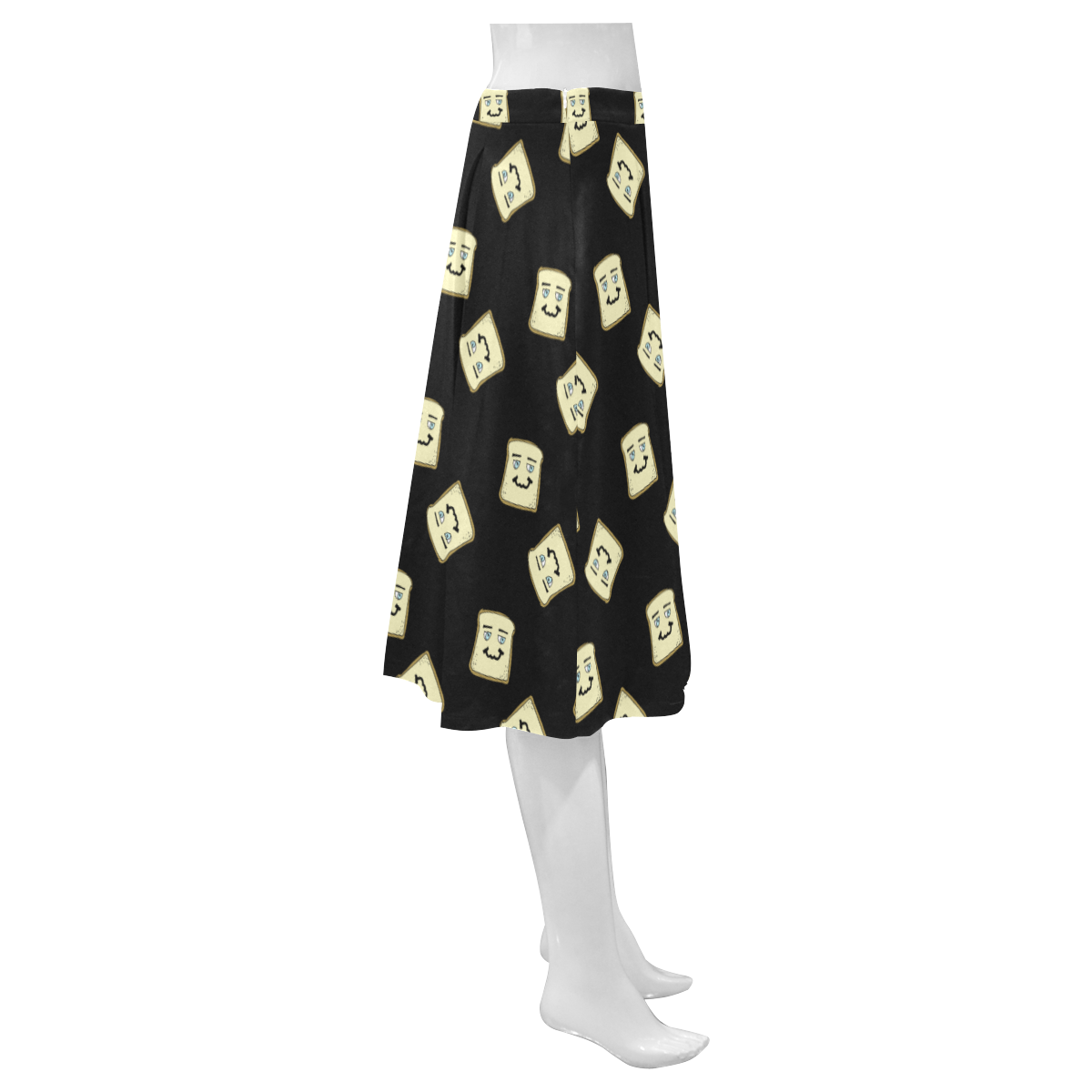 happy toast black Mnemosyne Women's Crepe Skirt (Model D16)