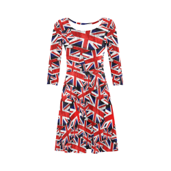 Union Jack British UK Flag 3/4 Sleeve Sundress (D23)