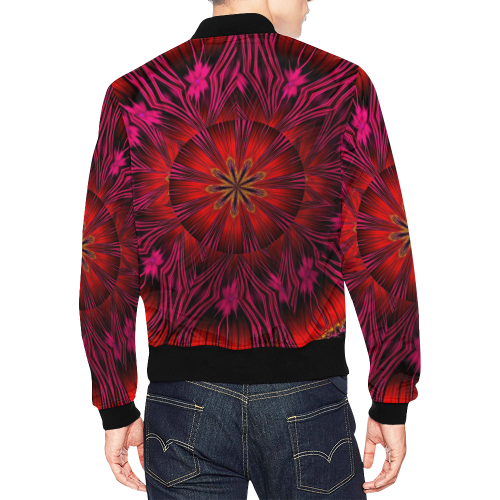 Sunset Solar Flares Fractal Mandala Abstract All Over Print Bomber Jacket for Men/Large Size (Model H19)