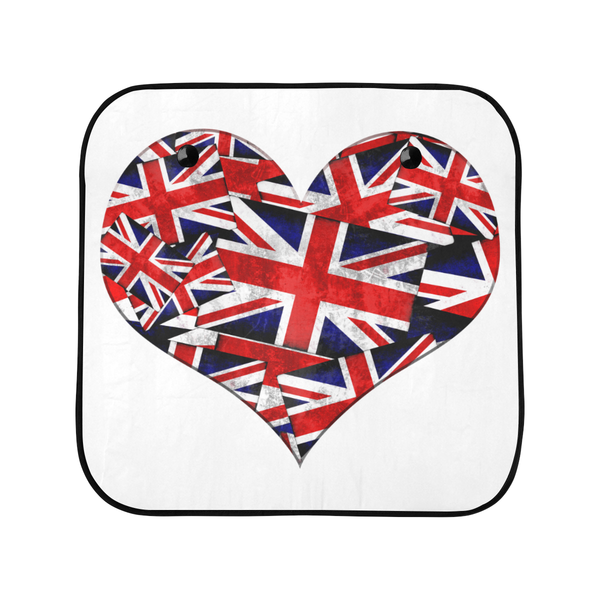 Union Jack British UK Flag Heart White Car Sun Shade 28"x28"x2pcs