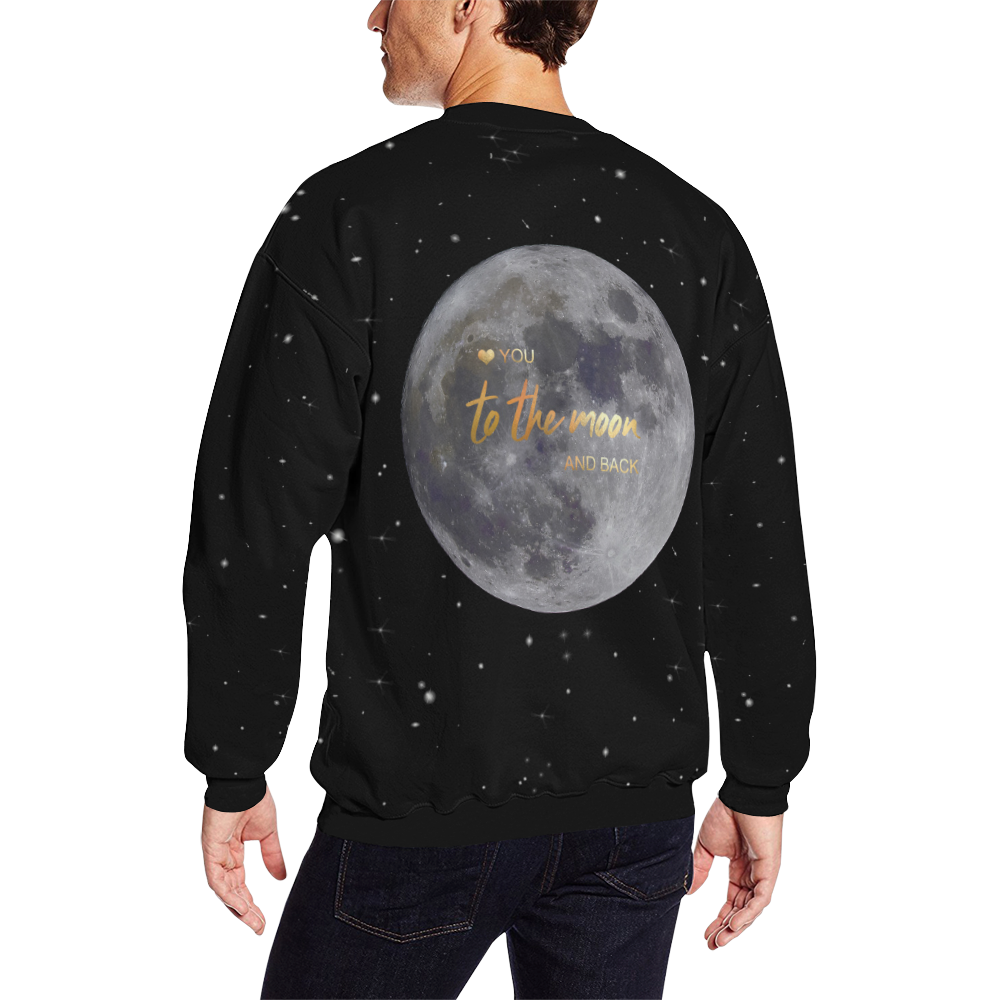TO THE MOON AND BACK All Over Print Crewneck Sweatshirt for Men/Large (Model H18)