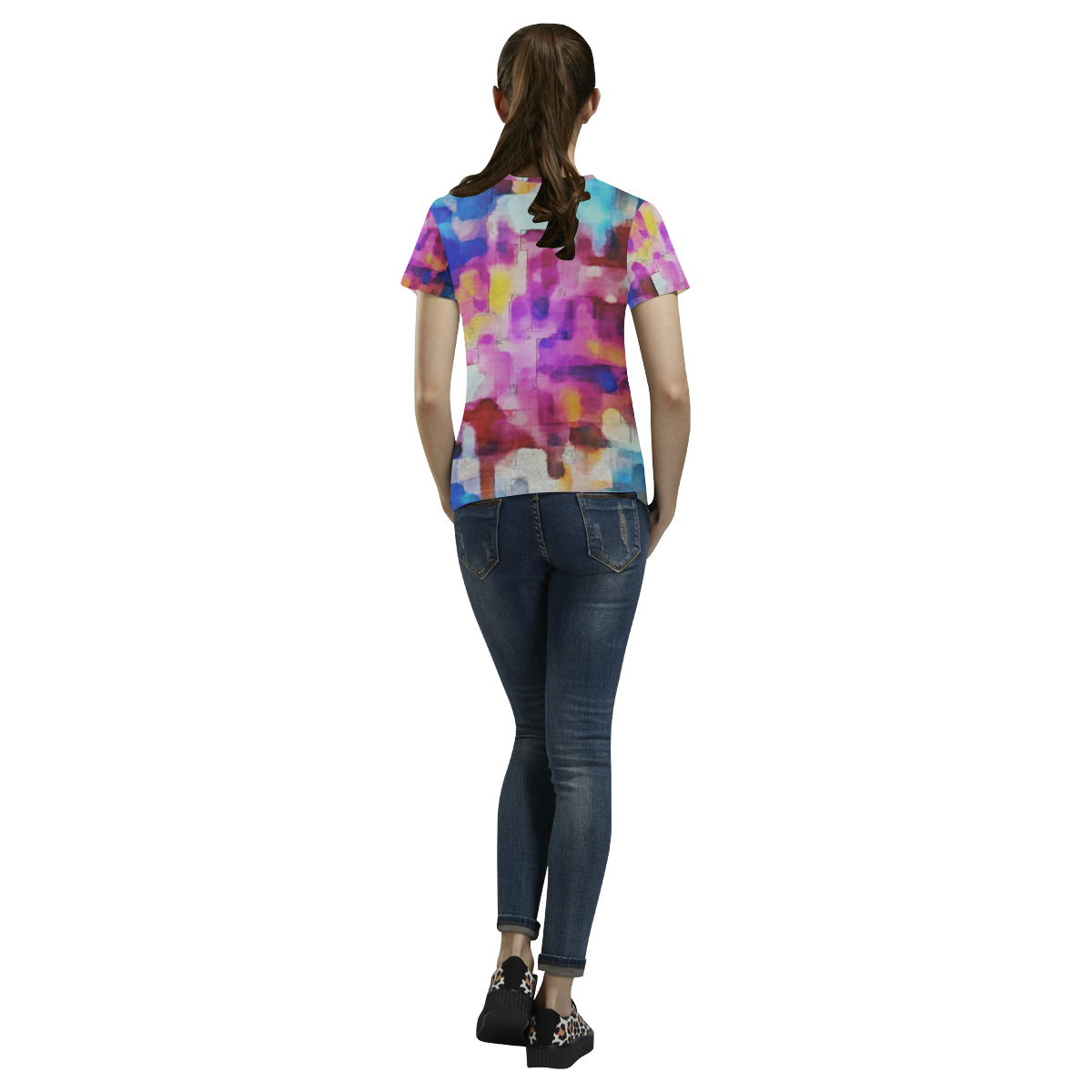 Blue pink watercolors All Over Print T-Shirt for Women (USA Size) (Model T40)