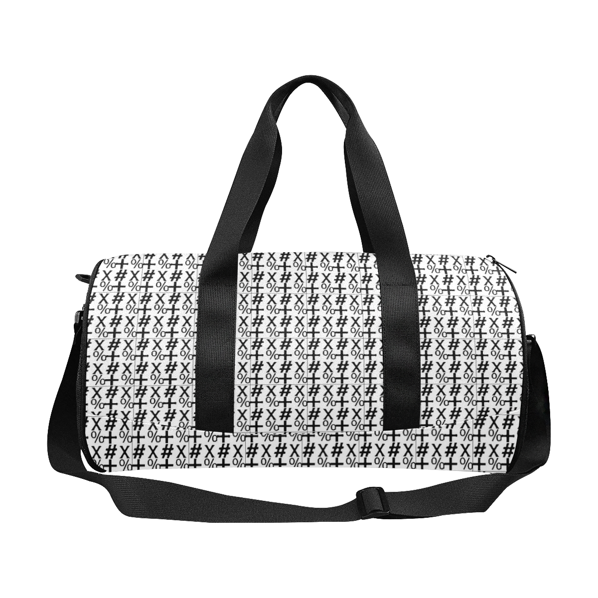 NUMBERS Collection Symbols White/ Black Duffle Bag (Model 1679)