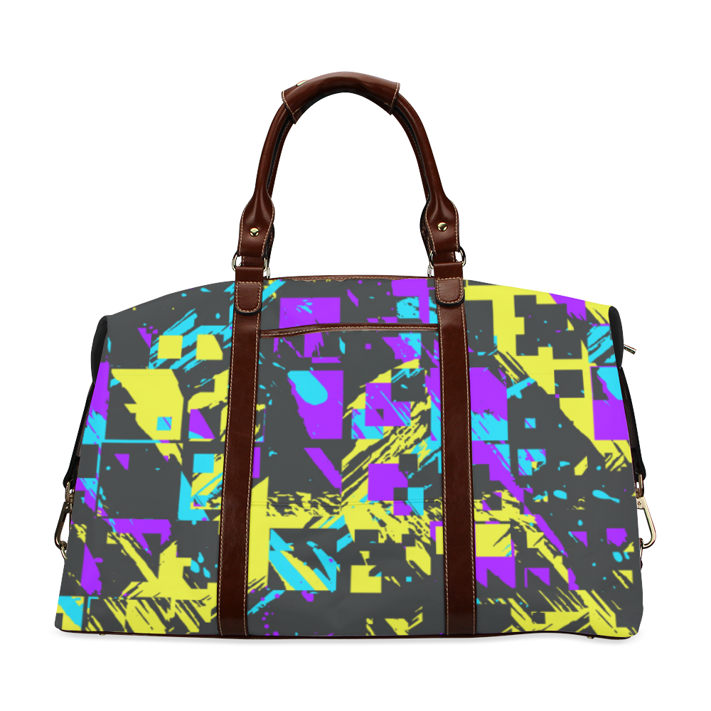 Purple yelllow squares Classic Travel Bag (Model 1643) Remake