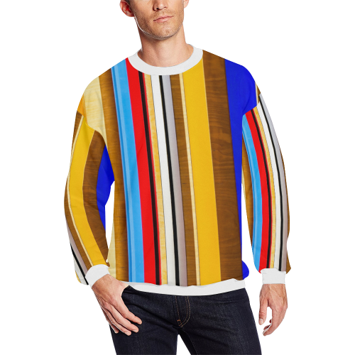 Colorful abstract pattern stripe art All Over Print Crewneck Sweatshirt for Men/Large (Model H18)