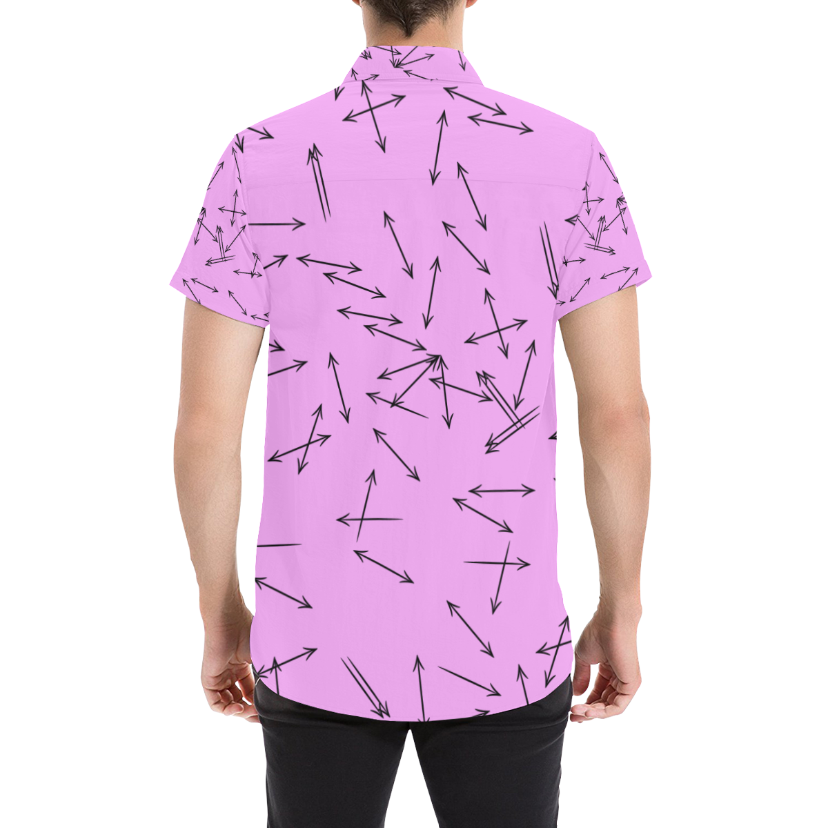 Arrows Every Direction Black on Pink Men's All Over Print Short Sleeve Shirt (Model T53)