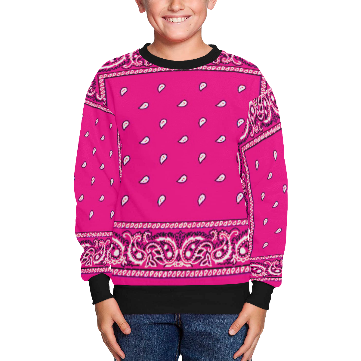 KERCHIEF PATTERN PINK Kids' All Over Print Sweatshirt (Model H37)