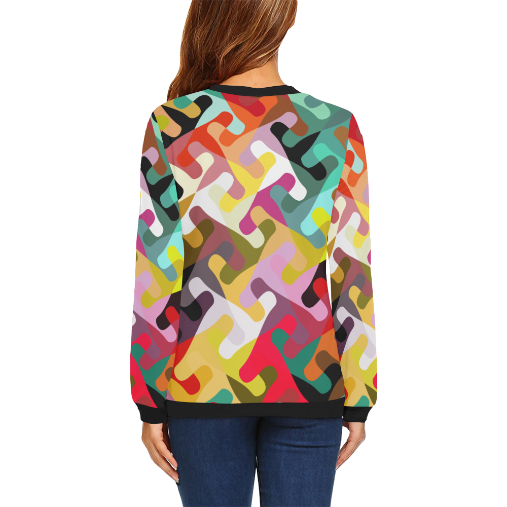 Colorful shapes All Over Print Crewneck Sweatshirt for Women (Model H18)