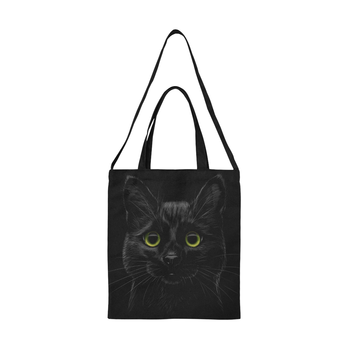 Black Cat All Over Print Canvas Tote Bag/Medium (Model 1698)