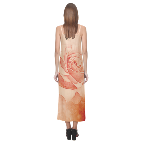 Beautiful roses V-Neck Open Fork Long Dress(Model D18)