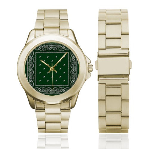 KERCHIEF PATTERN GREEN Custom Gilt Watch(Model 101)