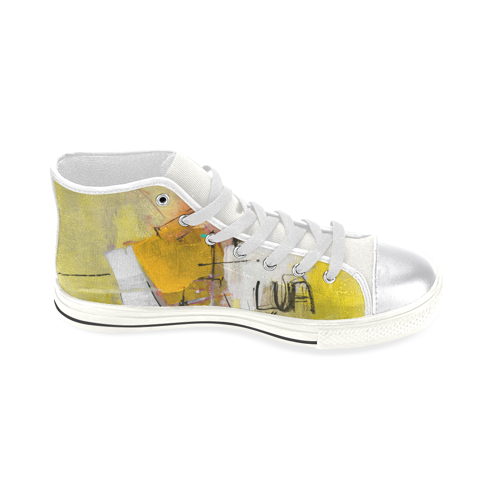 Lua yellow White Women's Classic High Top Canvas Shoes (Model 017)