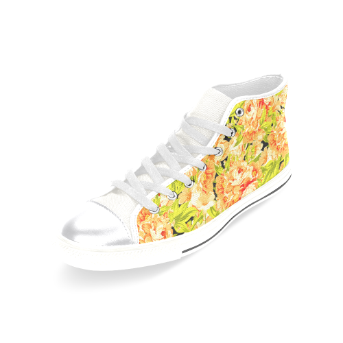 Colorful Flower Pattern Women's Classic High Top Canvas Shoes (Model 017)