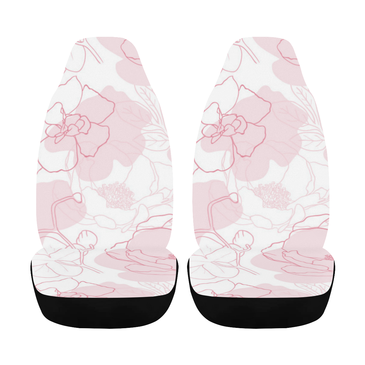 Peonies Cover, Pink Flowers Car Seat Cover Airbag Compatible (Set of 2)