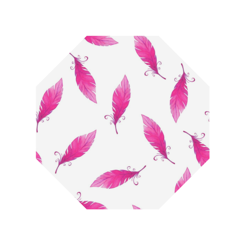 Pink Feathers Anti-UV Auto-Foldable Umbrella (Underside Printing) (U06)