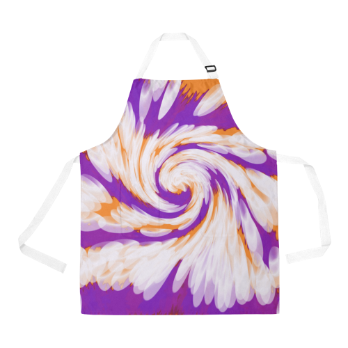 Purple Orange Tie Dye Swirl Abstract All Over Print Apron