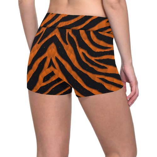 Ripped SpaceTime Stripes - Orange Women's All Over Print Short Leggings (Model L28)