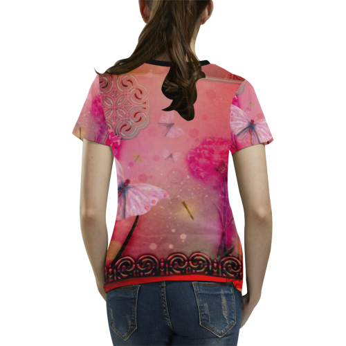 Wonderful butterflies All Over Print T-shirt for Women/Large Size (USA Size) (Model T40)