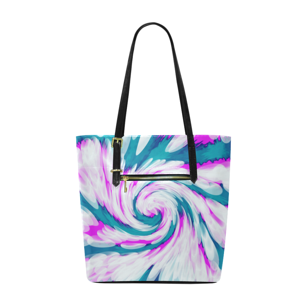 Turquoise Pink Tie Dye Swirl Abstract Euramerican Tote Bag/Small (Model 1655)